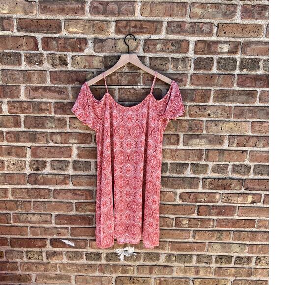 Burnt Orange Boho Cold Shoulder Tie Front Mini Dress - Picture 2 of 5